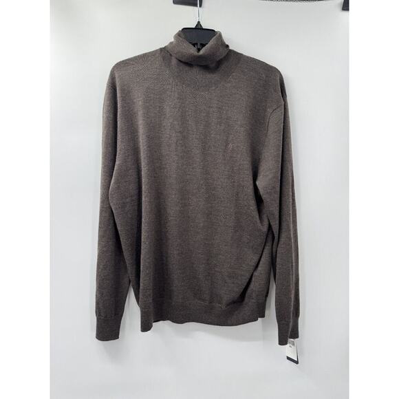 Polo Ralph Lauren Sweater Men's 2XL Brown Wool High-Neck Long‎ Sleeve Pullover - Picture 1 of 6